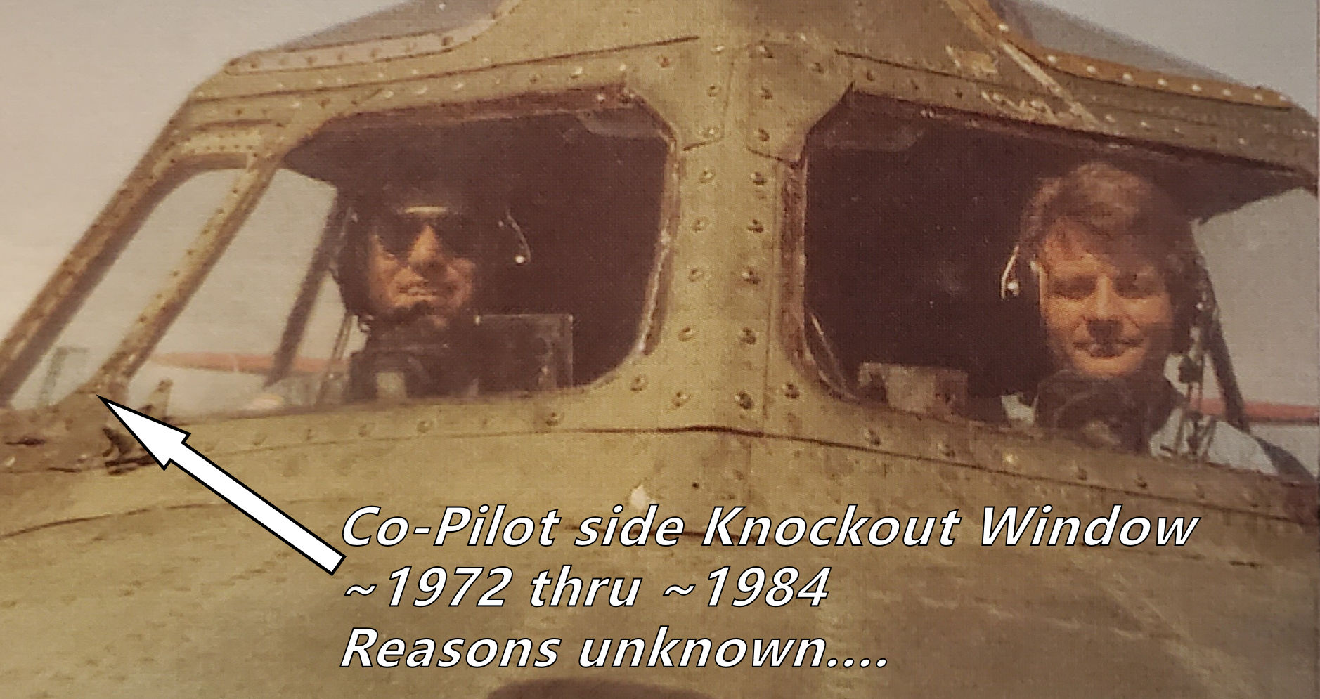 Co-Pilot side knockout window